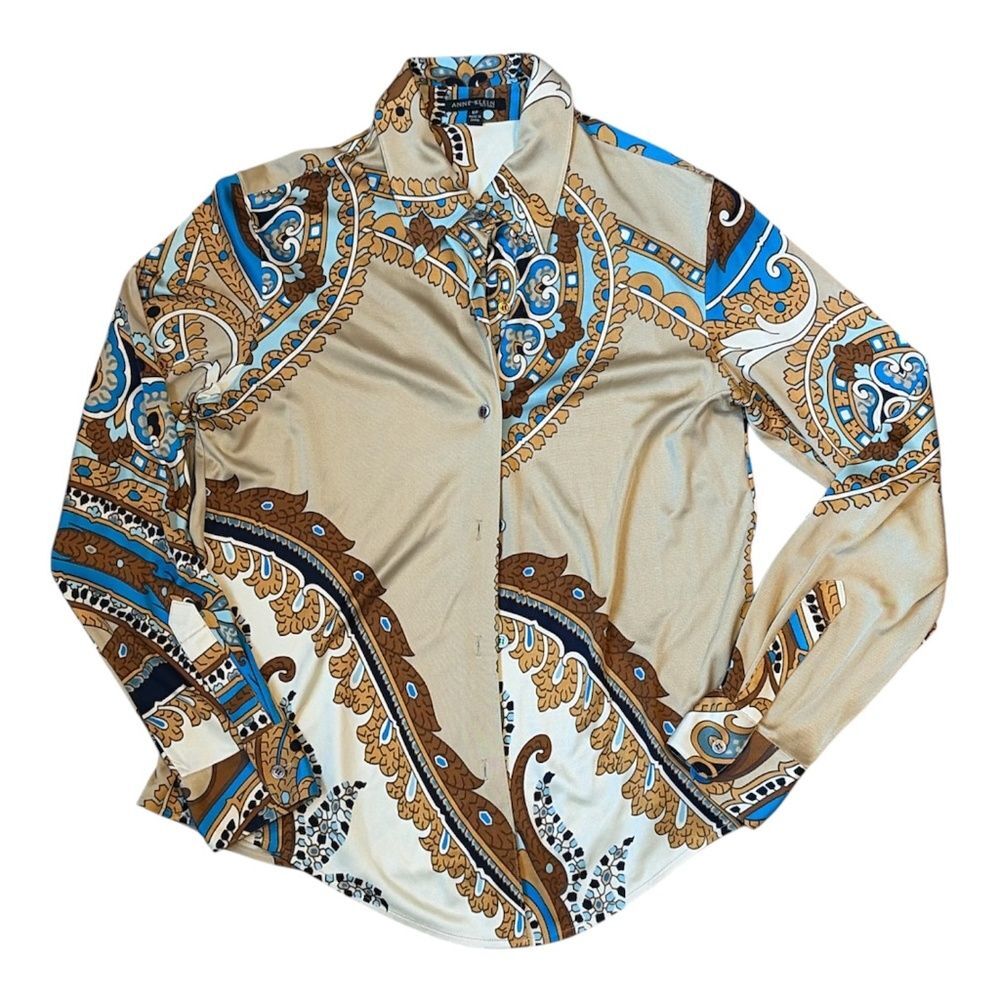 Anne Klein Silk Button Down Career Blouse 6P Petite